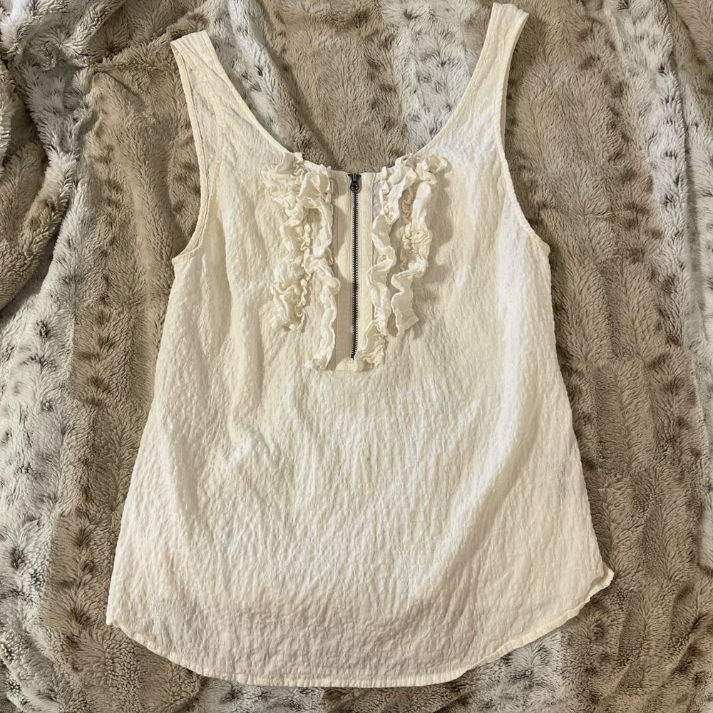 Y2K vintage Juicy Couture ruffle zip up tank top